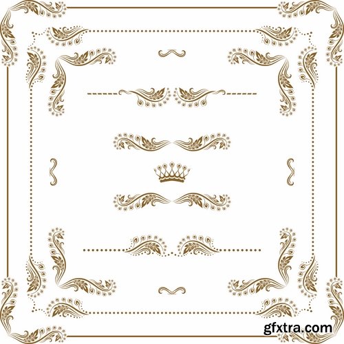 Collection of vector image calligraphic elements design elements frame frame monogram 25 Eps