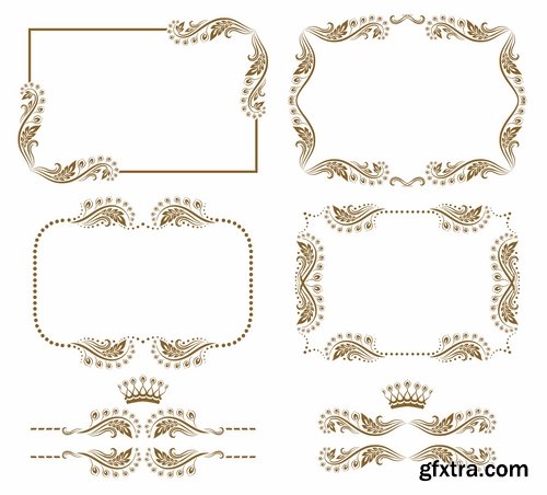 Collection of vector image calligraphic elements design elements frame frame monogram 25 Eps