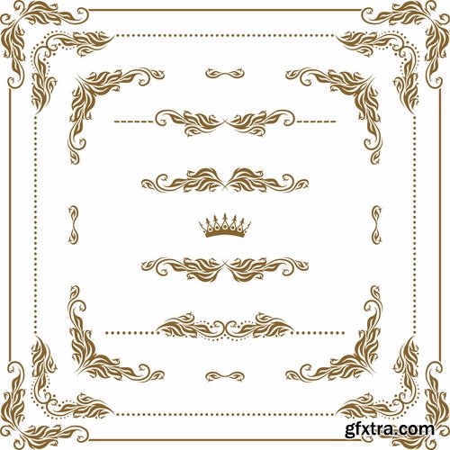 Collection of vector image calligraphic elements design elements frame frame monogram 25 Eps