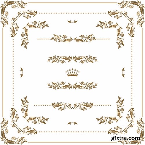 Collection of vector image calligraphic elements design elements frame frame monogram 25 Eps