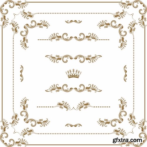 Collection of vector image calligraphic elements design elements frame frame monogram 25 Eps