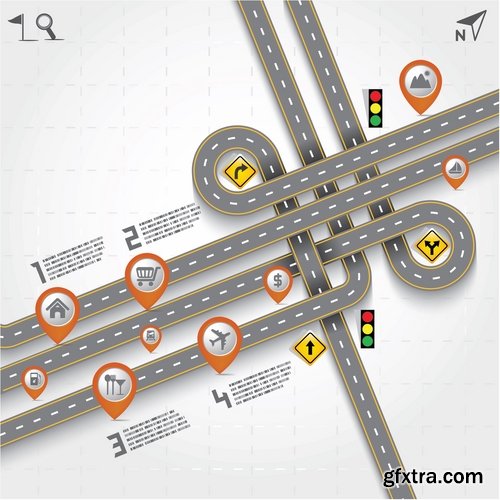 Collection elements of infographics vector image #22-25 Eps