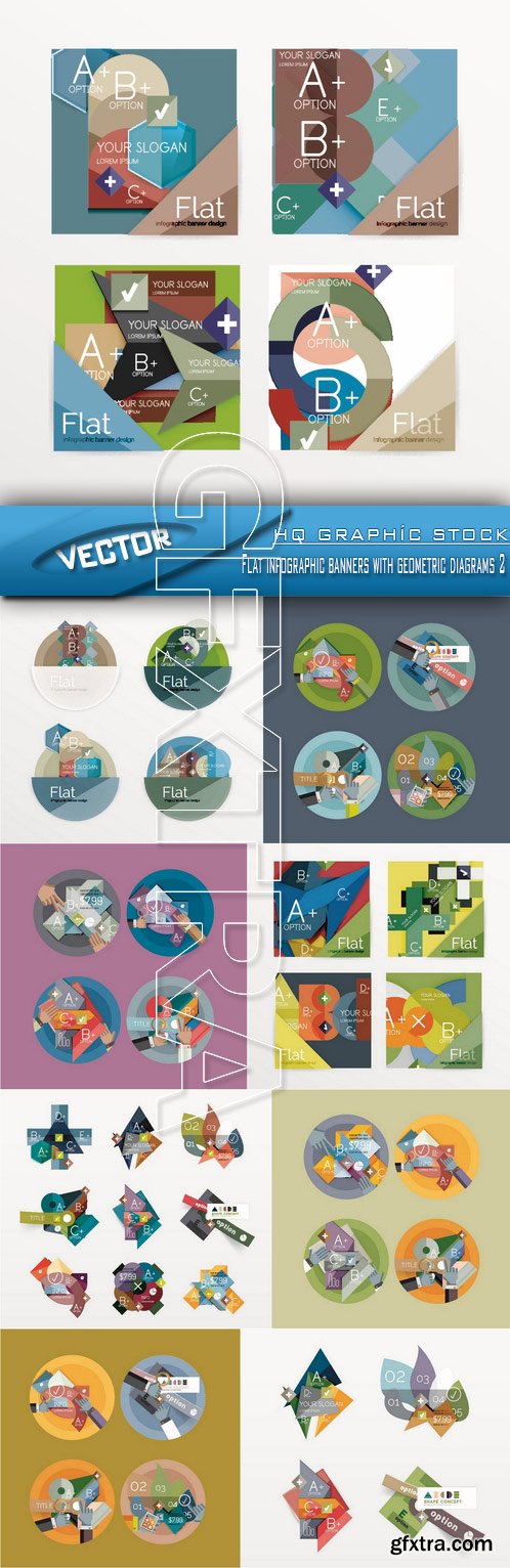 Stock Vector - Flat infographic banners with geometric diagrams 2