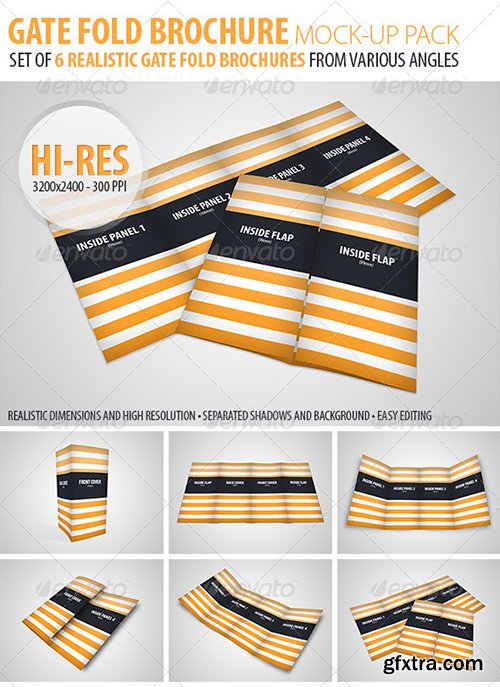 GraphicRiver - Gate Fold Brochure Mock-Up Pack 7041533