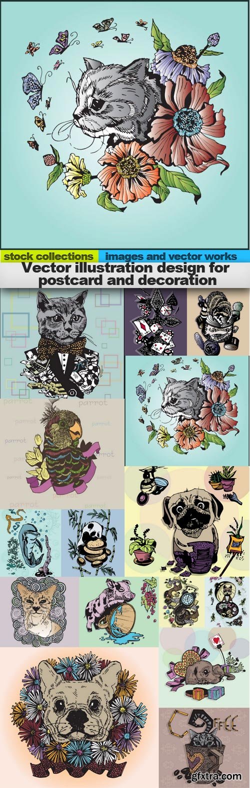 Vector illustration design for postcard and decoration, 15 x EPS