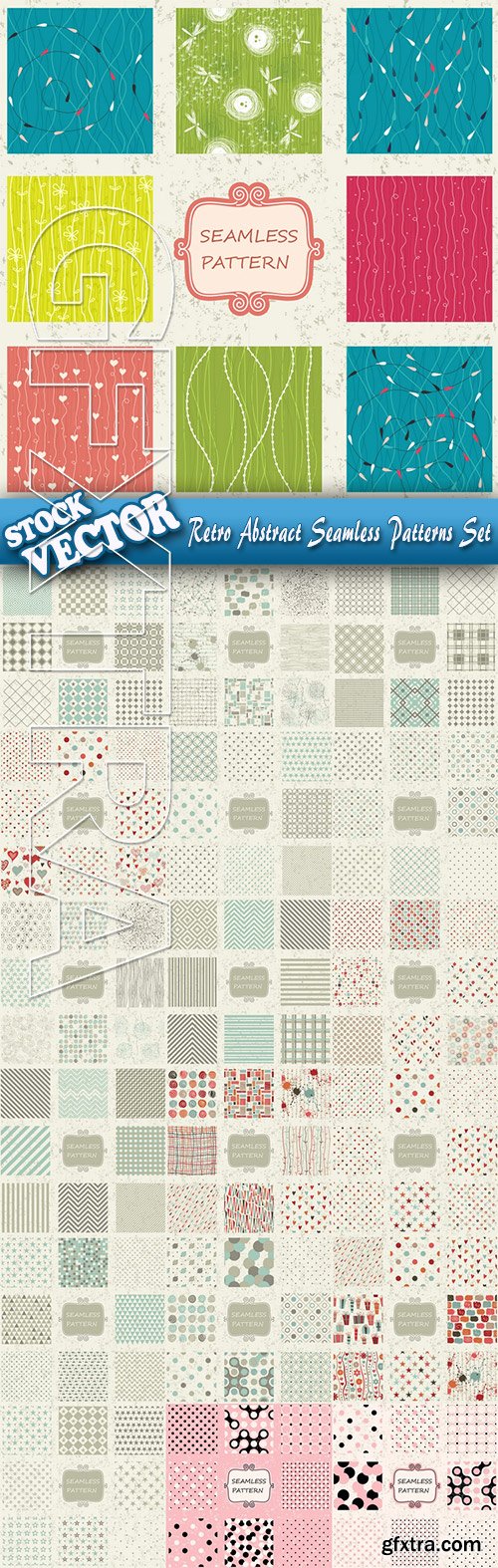 Stock Vector - Retro Abstract Seamless Patterns Set