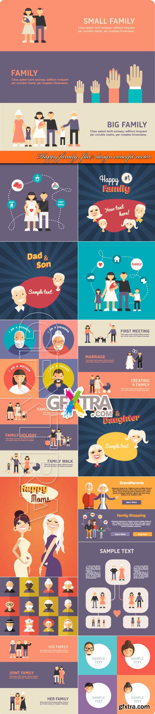 Happy family flat design concept vector