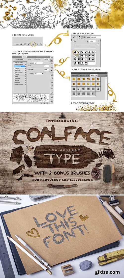 CM - Coalface Font + brushes and styles