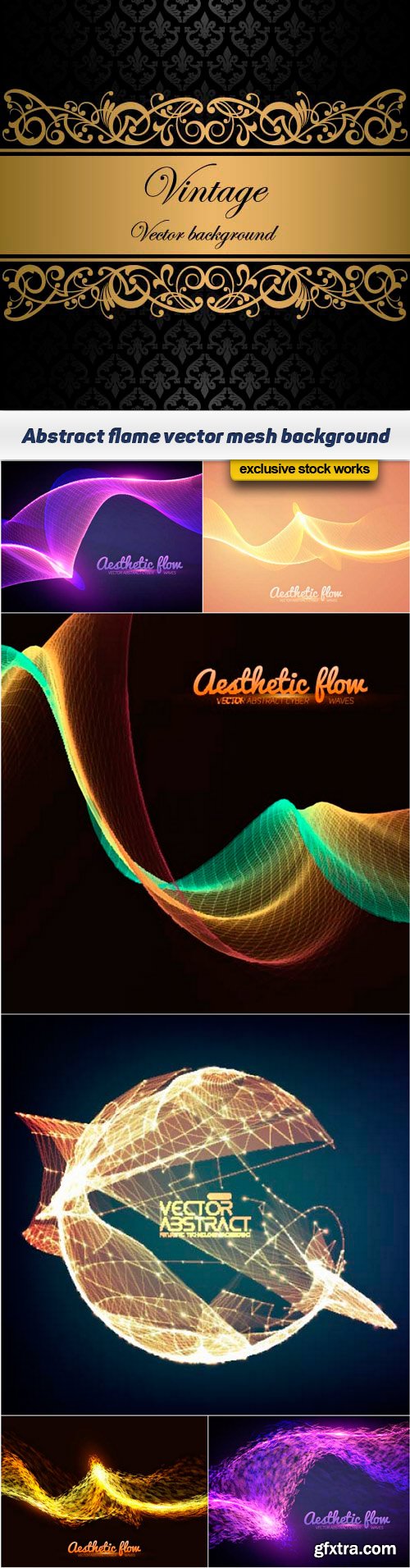Abstract flame vector mesh background 7x EPS
