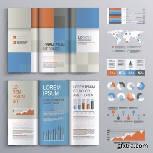 Brochure template design with square shapes 24x  EPS