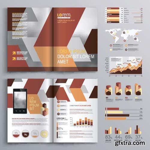 Brochure template design with square shapes 24x  EPS