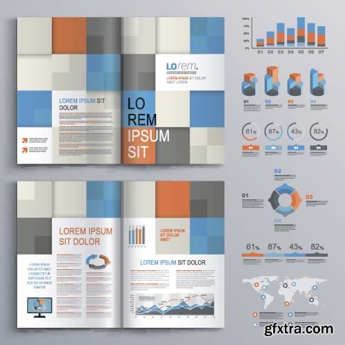 Brochure template design with square shapes 24x  EPS