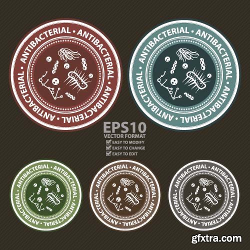 Stamps stickers design elements 8x EPS