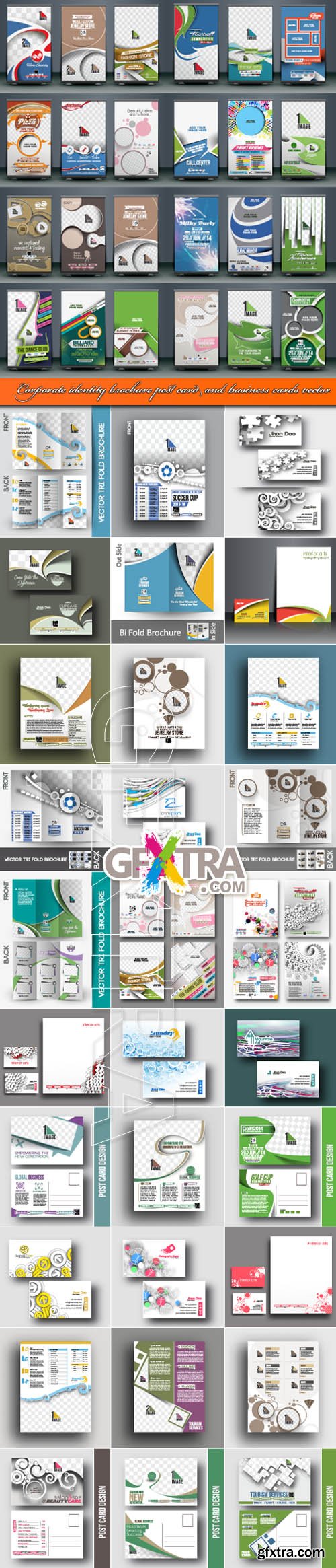 Corporate identity brochure post card and business cards vector