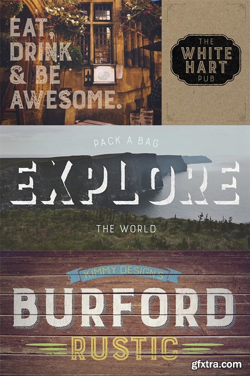 Burford Rustic Font Family - 20 Font $160