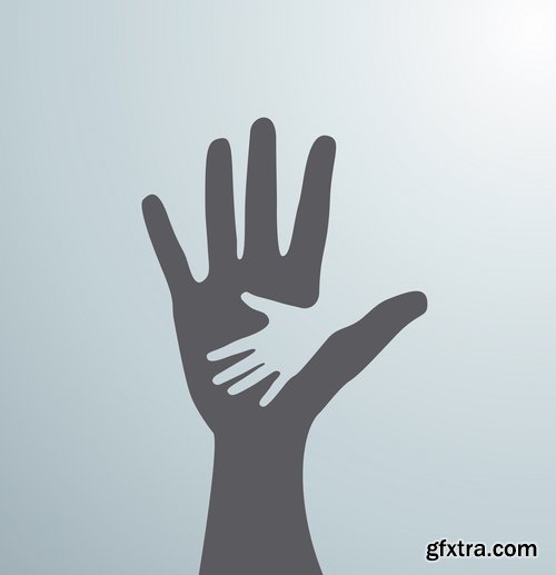 Collection of vector image of human hands various hand gestures 25 Eps