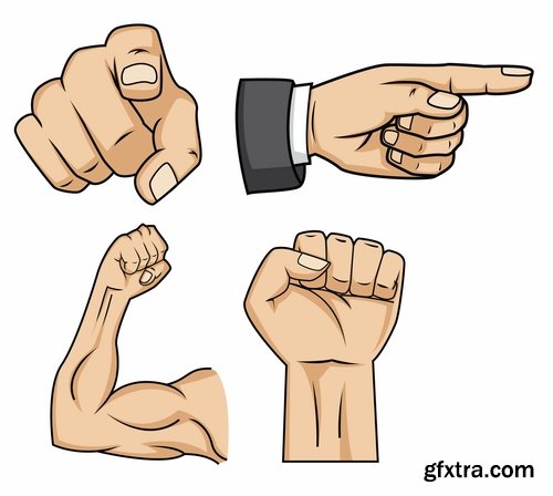 Collection of vector image of human hands various hand gestures 25 Eps