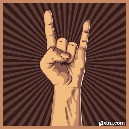 Collection of vector image of human hands various hand gestures 25 Eps