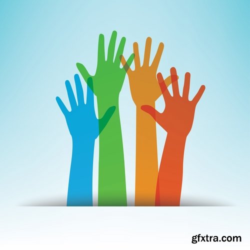 Collection of vector image of human hands various hand gestures 25 Eps