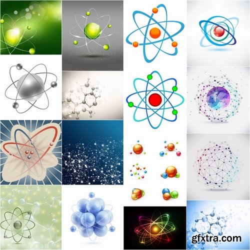 Collection of vector image atom molecule molecular physics Us 25 Eps