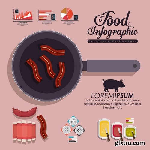 Collection of vector image infographics eating food natural product 25 Eps