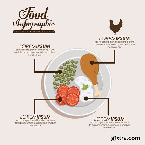 Collection of vector image infographics eating food natural product 25 Eps