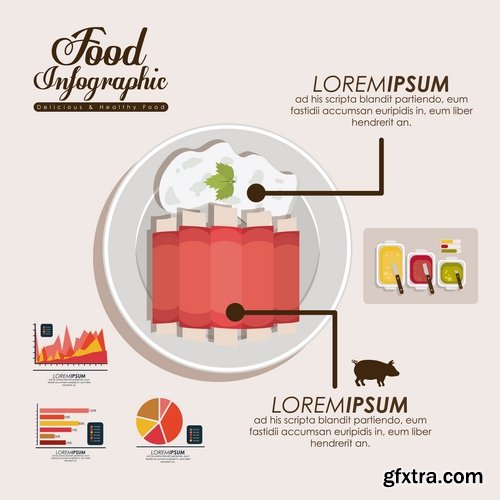 Collection of vector image infographics eating food natural product 25 Eps