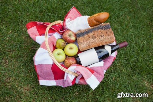 Collection picnic basket picnic wine grapes plaid bedding Still Life 25 HQ Jpeg