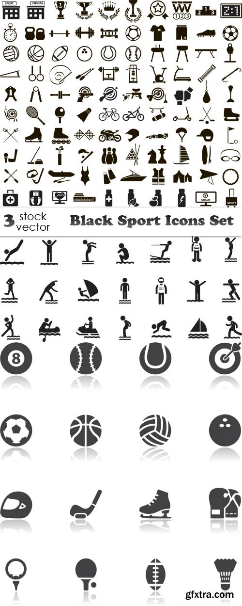 Vectors - Black Sport Icons Set