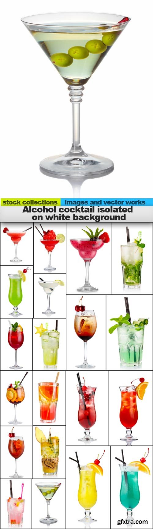 Alcohol cocktail isolated on white background, 20 x UHQ JPEG