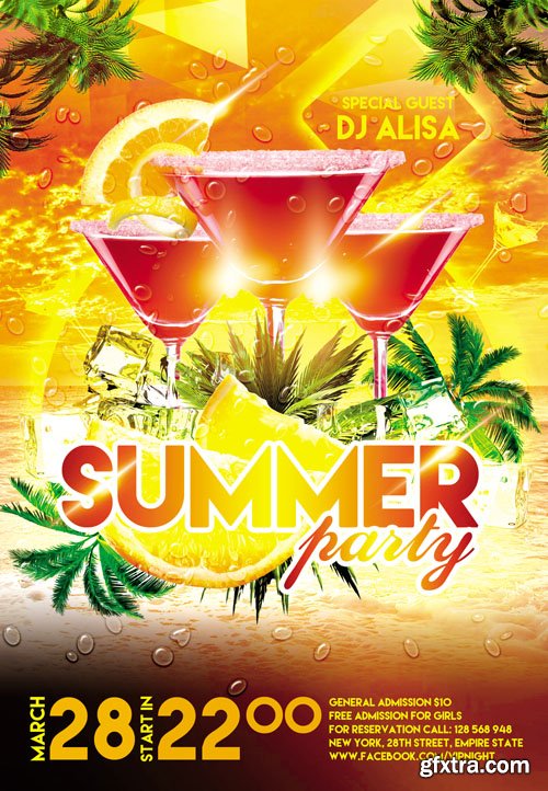 Summer Party 3 Flyer Template Facebook Cover