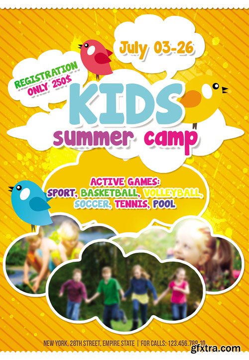 Kids Summer Camp Flyer Template Facebook Cover