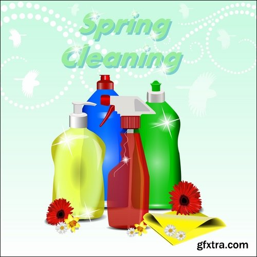 Collection of vector image detergents cleaning agents cleaning surface cleanliness 25 Eps