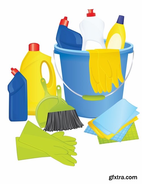 Collection of vector image detergents cleaning agents cleaning surface cleanliness 25 Eps