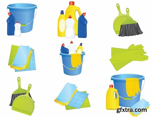 Collection of vector image detergents cleaning agents cleaning surface cleanliness 25 Eps