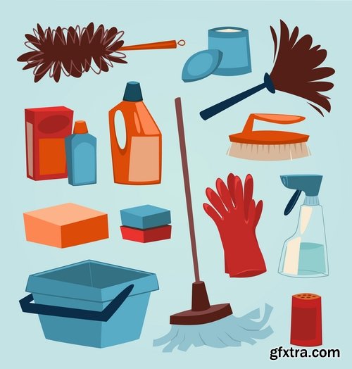 Collection of vector image detergents cleaning agents cleaning surface cleanliness 25 Eps