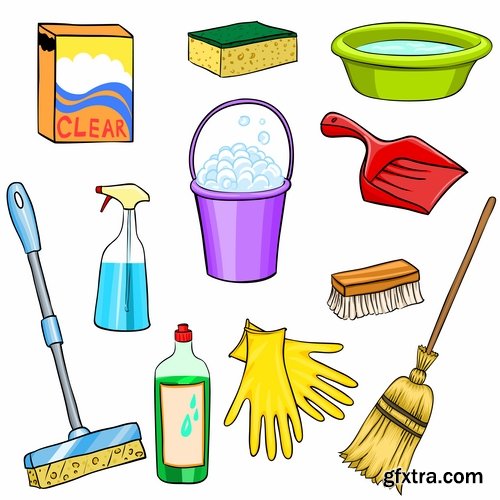 Collection of vector image detergents cleaning agents cleaning surface cleanliness 25 Eps