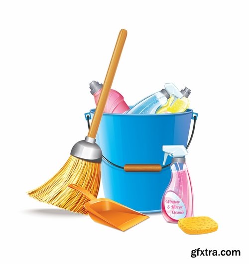 Collection of vector image detergents cleaning agents cleaning surface cleanliness 25 Eps