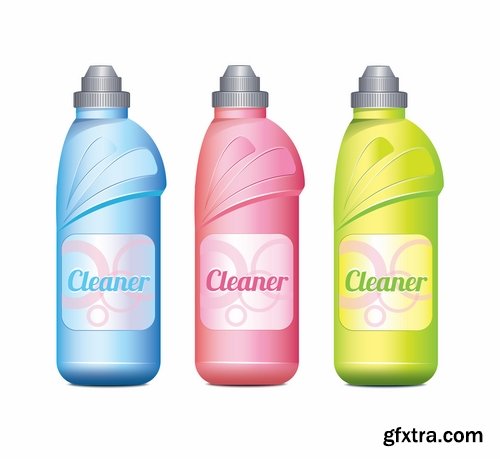 Collection of vector image detergents cleaning agents cleaning surface cleanliness 25 Eps