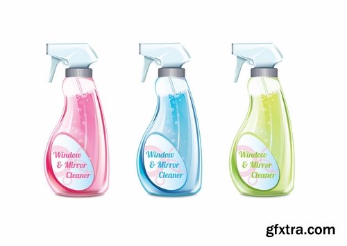 Collection of vector image detergents cleaning agents cleaning surface cleanliness 25 Eps