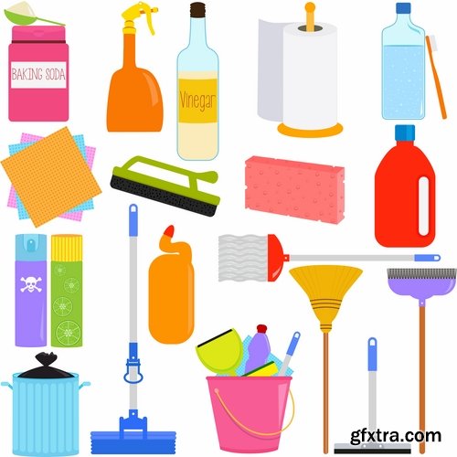 Collection of vector image detergents cleaning agents cleaning surface cleanliness 25 Eps