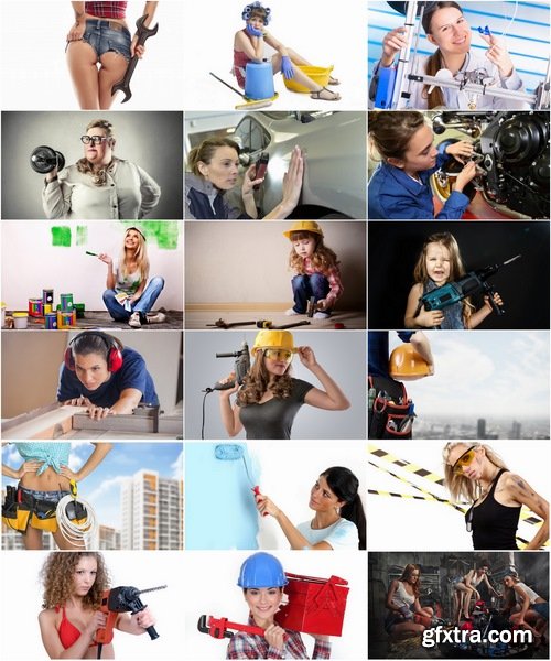 Collection of beautiful girl with tool woman working 25 HQ Jpeg