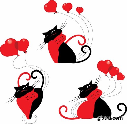 Collection of vector image black cat cats animal 25 Eps