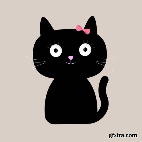 Collection of vector image black cat cats animal 25 Eps