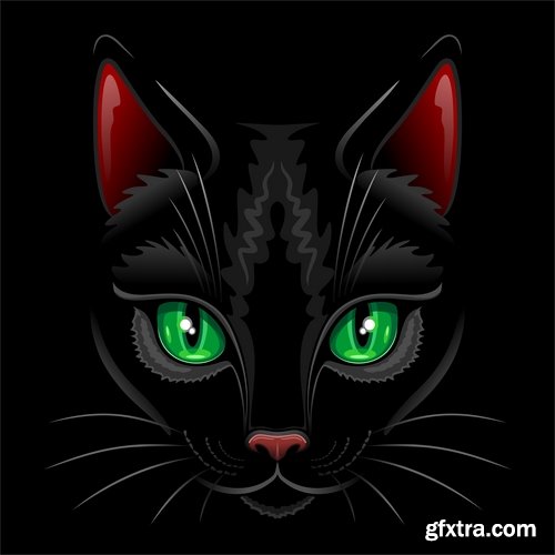 Collection of vector image black cat cats animal 25 Eps