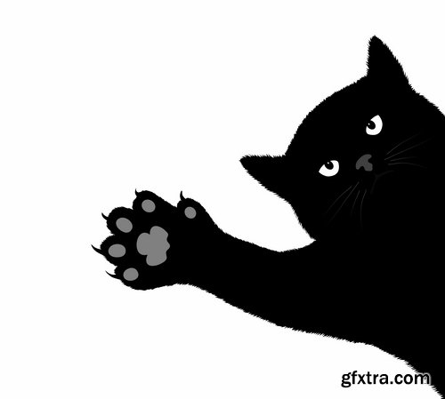 Collection of vector image black cat cats animal 25 Eps