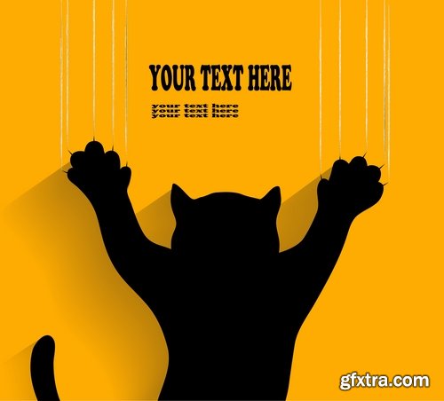 Collection of vector image black cat cats animal 25 Eps