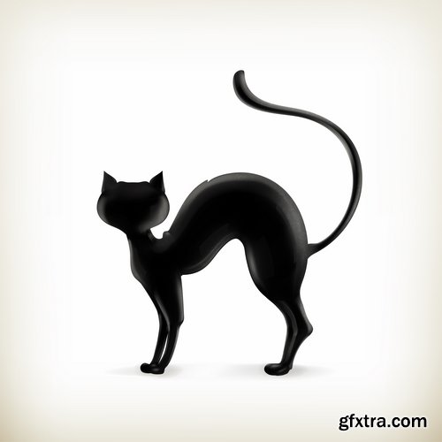 Collection of vector image black cat cats animal 25 Eps