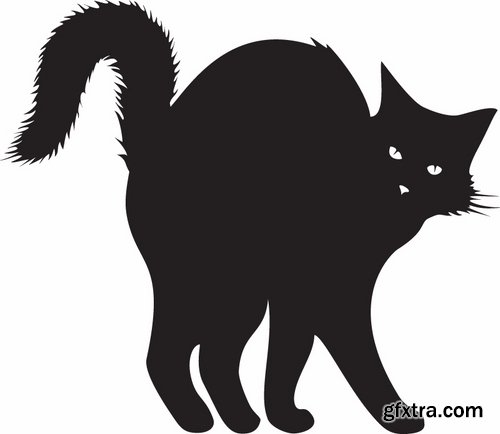 Collection of vector image black cat cats animal 25 Eps