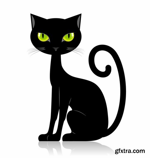 Collection of vector image black cat cats animal 25 Eps